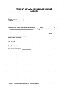 Free Arizona Notary Acknowledgement Forms PDF Word