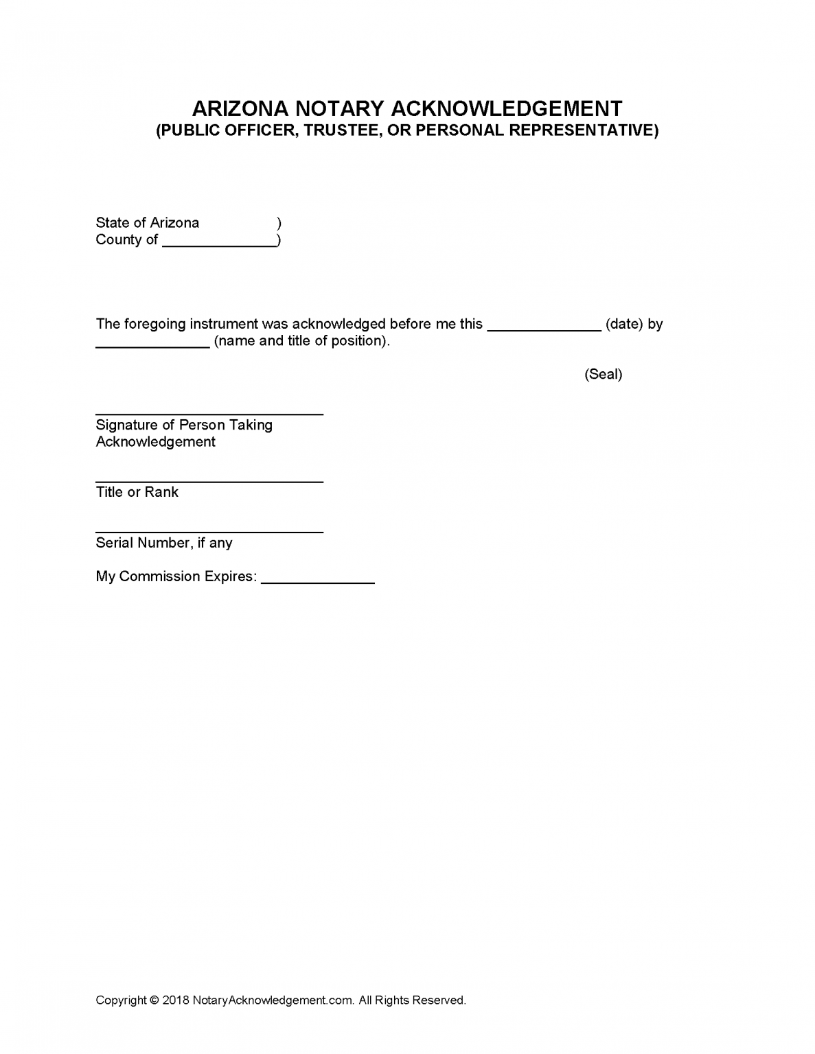 Free Arizona Notarial Certificate Jurat PDF Word