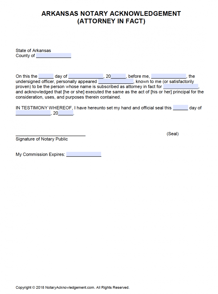 Free Arkansas Notary Acknowledgement Forms - PDF - Word