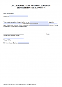 Colorado Notary Example Free Colorado Notary Acknowledgement Forms - PDF - Word