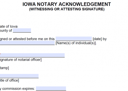 Free Iowa Notarial Certificate - Verification Upon Oath or Affirmation ...