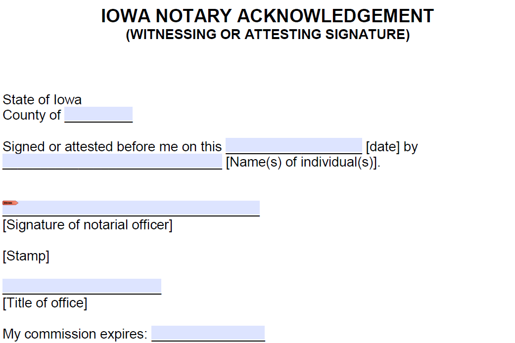 Notary wording for witnessing a signature
