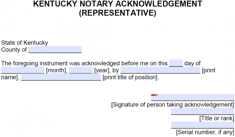 Free Kentucky Notary Acknowledgement Forms - PDF - Word