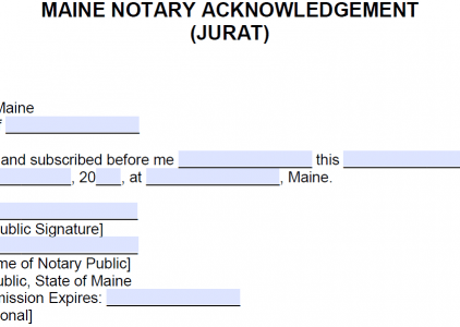 Free Maine Notarial Certificate - Jurat for Affidavit - PDF - Word