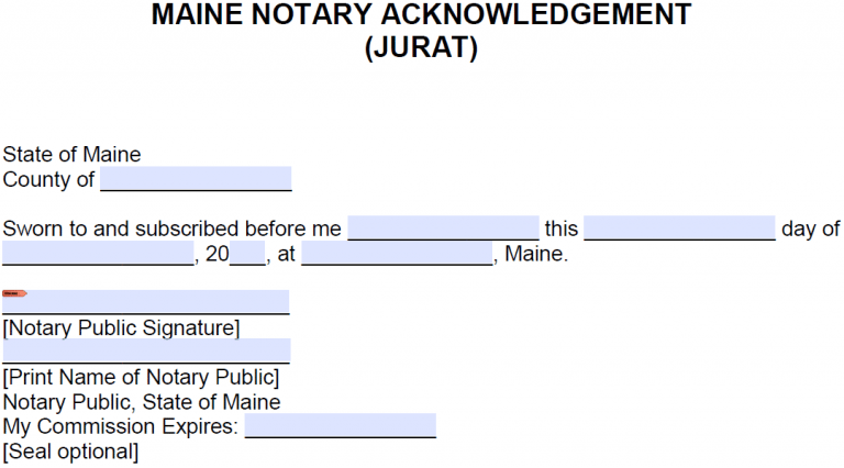 Free Maine Notarial Certificate Jurat Pdf Word 8914