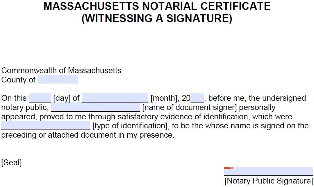 notary statement to witness a signature