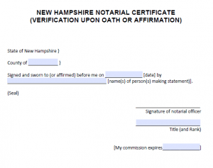 Free New Hampshire Notary Acknowledgement Forms - PDF - Word