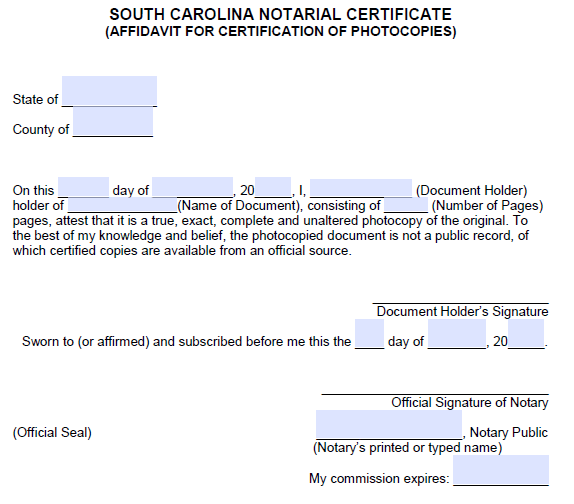 Sample Notary Affidavit Form 2033