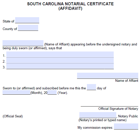 Free South Carolina Notary Acknowledgement Forms PDF Word