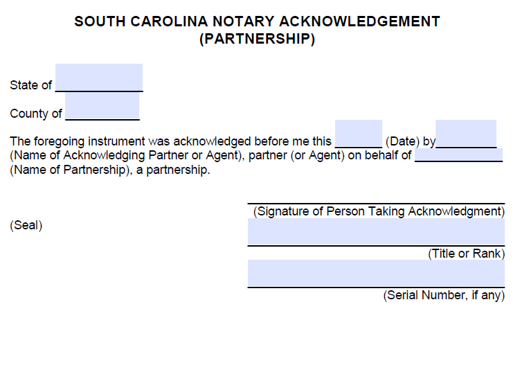 Printable Notary Acknowledgement North Carolina 9310