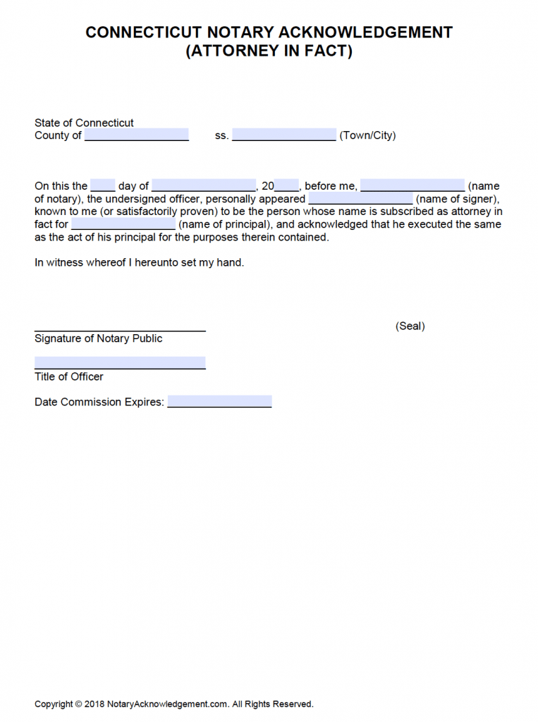 Free Connecticut Notary Acknowledgement Forms PDF Word