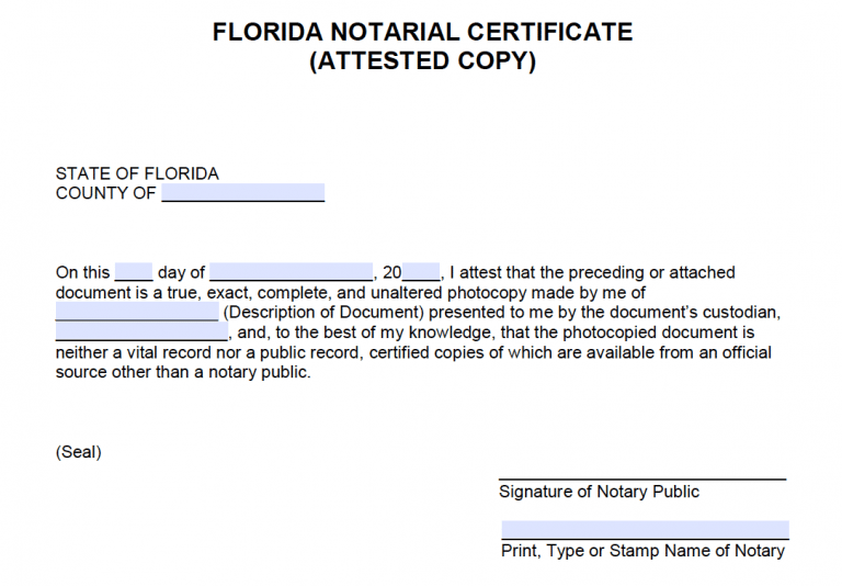 Notary Template Florida