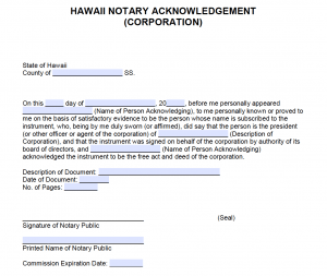 Free Hawaii Notary Acknowledgement Form Pdf Word - vrogue.co