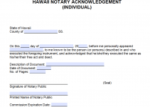 Free Hawaii Notary Acknowledgement - Corporation - PDF - Word