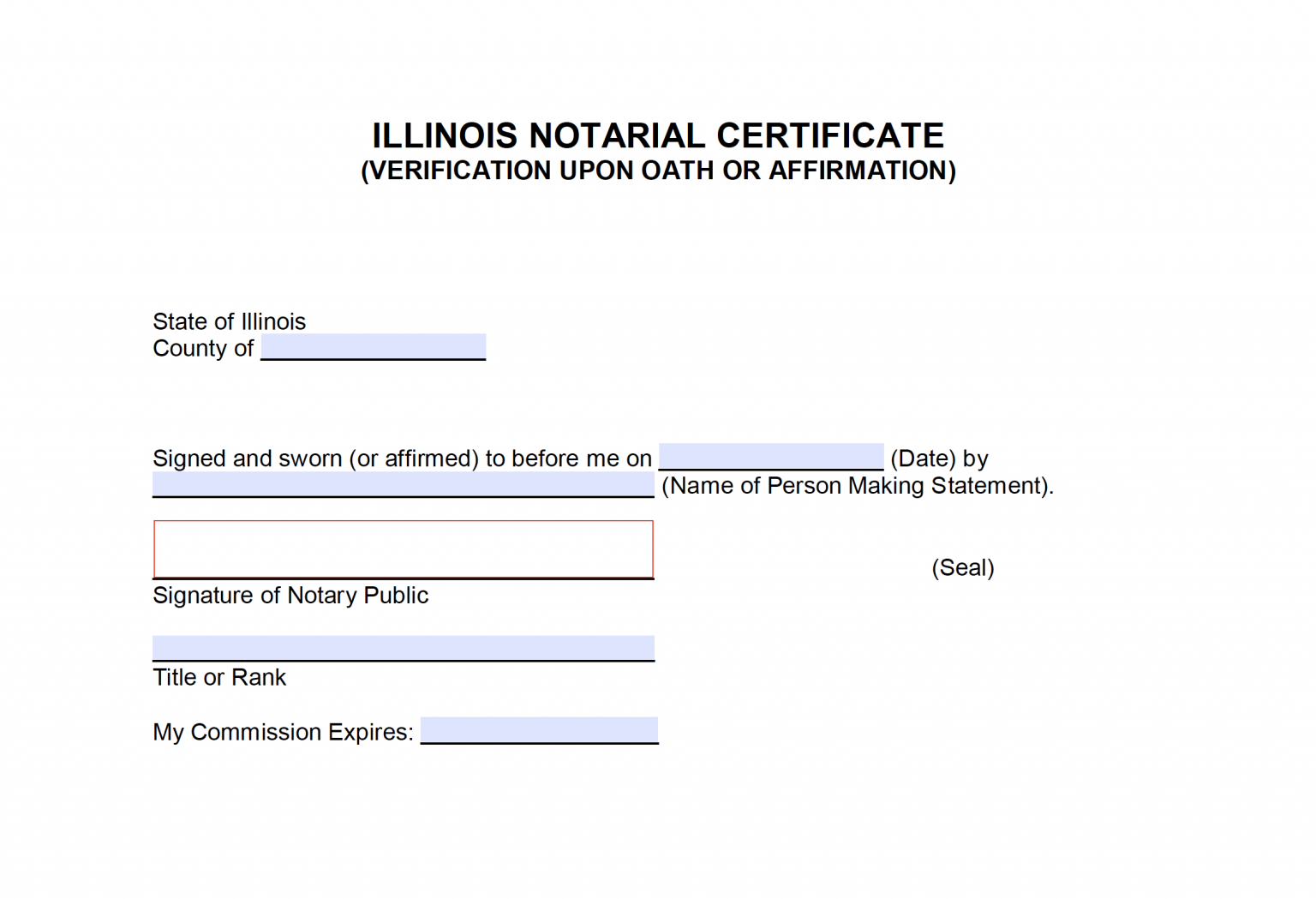 Free Illinois Notary Acknowledgement Forms Pdf Word 0446