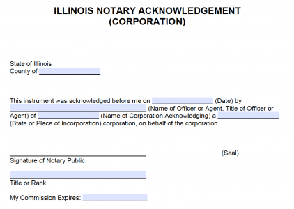 Free Illinois Notary Acknowledgement - Partnership - PDF - Word