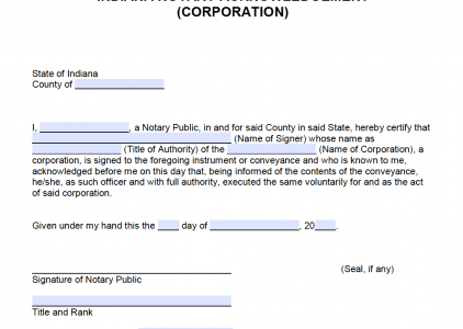 Free Indiana Notarial Certificate Jurat PDF Word