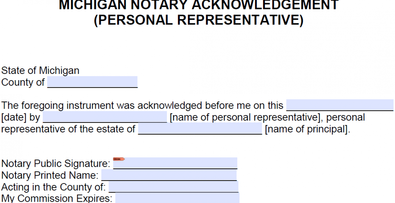 free michigan notary acknowledgement forms - pdf - word