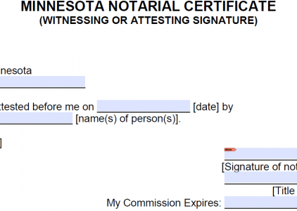 Free Minnesota Notarial Certificate - Oath or Affirmation - PDF - Word