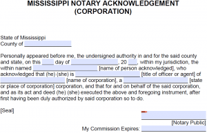 Free Mississippi Notary Acknowledgement Forms - PDF - Word