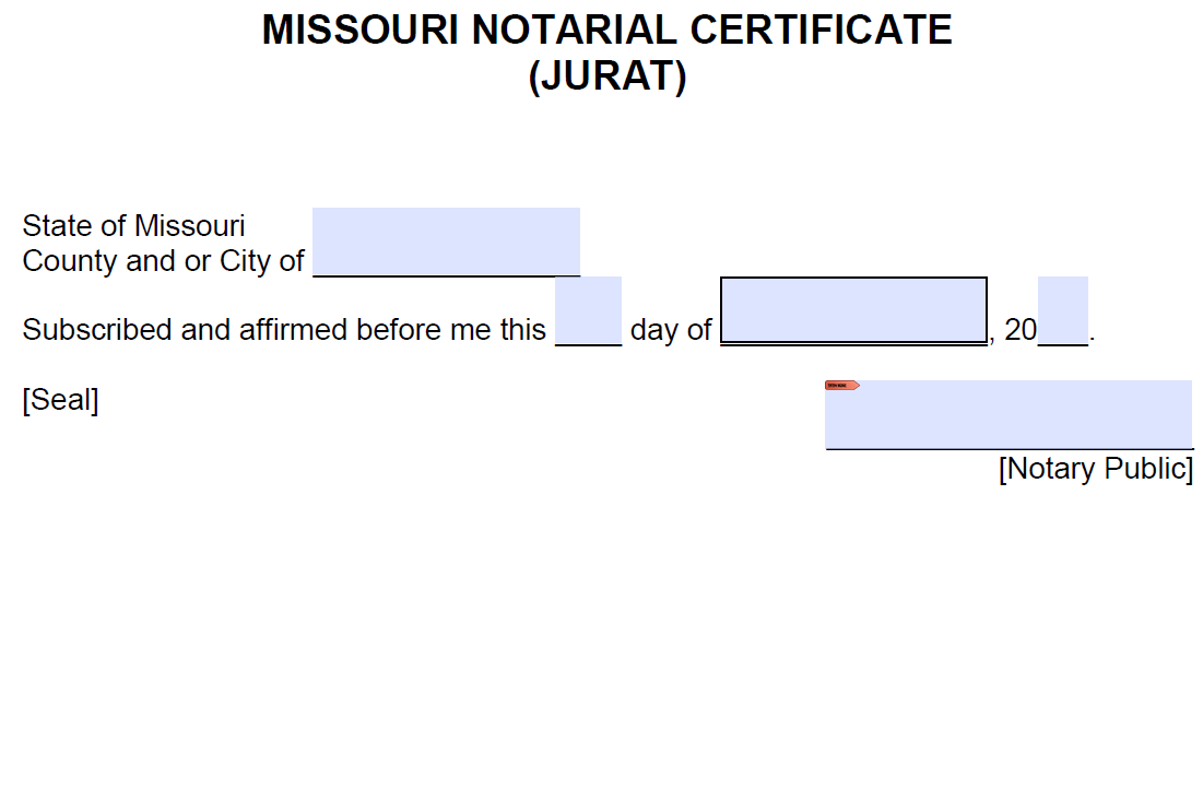 Free Missouri Notarial Certificate Jurat PDF Word
