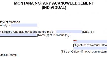 Free Montana Notary Acknowledgement - Representative - PDF - Word