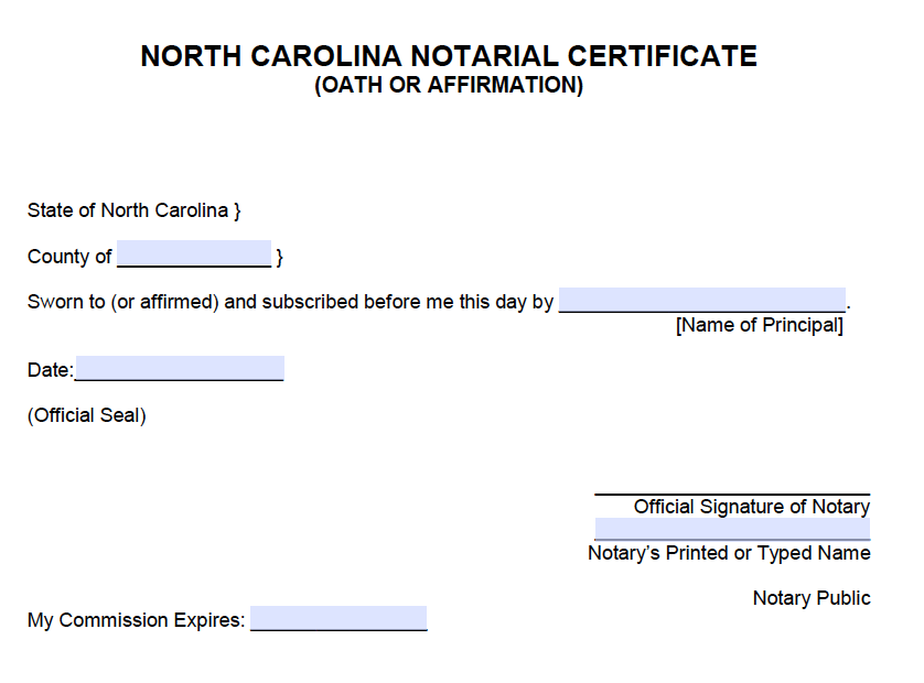 Free North Carolina Notary Acknowledgment Form PDF Word 55 OFF
