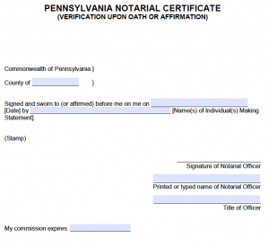 Free Pennsylvania Notarial Certificate – Verification Upon Oath or ...