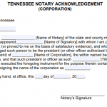 Free Tennessee Notary Acknowledgement - Corporation with Seal - PDF - Word