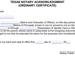 Free Texas Notary Acknowledgement – Corporation - PDF - Word