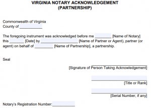 Free Virginia Notary Acknowledgement - Individual - PDF - Word