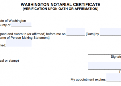 Free Washington Notary Acknowledgement - Individual - PDF - Word