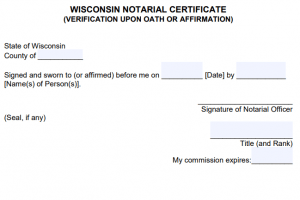 Free Wisconsin Notarial Certificate - Oath or Affirmation - PDF - Word